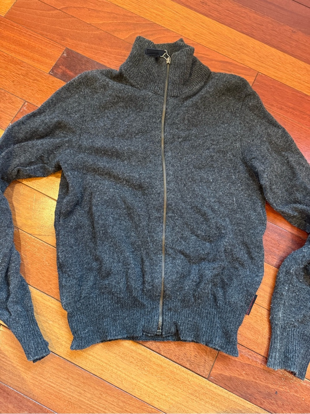 & Dolce & Gabbana, Charcoal Gray Zip-Up Wool Cardigan